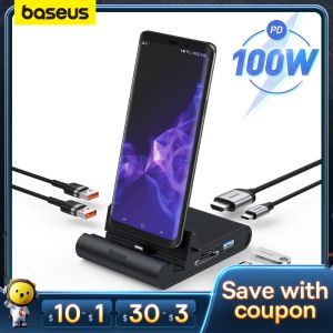 Hubs Baseus Docting Station Dex USB C HUB до USB 3.0 HDMICAMALIBLE DOCK Станция для Samsung Galaxy S20 Note 20 Huawei P40 Mate 30