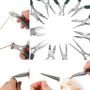 Equipamentos 12 tipos de alicates de aço inoxidável de alta qualidade Antislip Hand Tools Equipment Kit alicate para jóias DIY Acessório