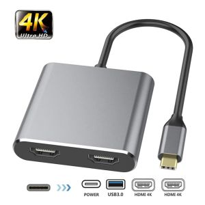 Hubs 4 in 1 Usbc Type C to 4k Hdmi Adapter Converter Laptop Docking Station Multi Port Typec to 1080p Vga Digital Av Adapter Hub