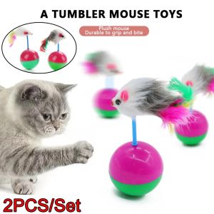 Toys Pet Cat Toys долговечные красочные перья Mimi Любимые меховые мыши Tumbler Kitten Cat Toys играют в шарики для улова кошек.