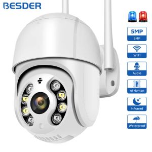 Cameras 5MP Autotracking PTZ IP Camera WiFi Outdoor Ai Detection Alert 1080P CCTV Camera Color IR Light Audio Video Surveillance WiFi C