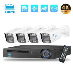 Lente xmeye 8mp 4k Poe IP Sistema de câmera IP Detecção de veículos humanóides 4CH 8CH Audio CCTV Video Video Videoveillance Outdoor à prova d'água