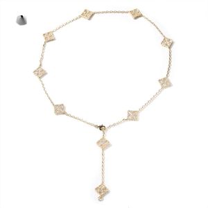 Original Mode Armband Vans Clef Arpes Gumeng Schmuck Verstellbare vier Blattklee Halskette für Halskette Neues Diamant eingelegtes Gold -Schlüsselbeinkette