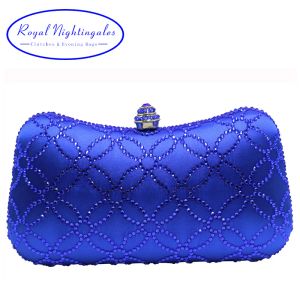 Bags Wholesale Royal Blue Flower Rhinestone Crystal Clutches and Evening Bags for Womens Party Prom Wedding Evening Day with Chains