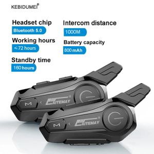 Hörlurar hjälm Intercom Motorhjälm hörlurar Bluetooth 5.0 Motorcykel Trådlöst headset 30m Interphone Högtalare Walkie Hjälm Talkie