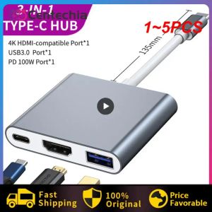 ハブ1〜5pcs USBスプリッターUSB CからHDMICAPTIBLE SPLITTER 4K Typec Hub Smart Adapter 3 in 1 PD高速充電USB 3.0アダプター