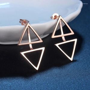 Stud Earrings S925 Silver Jewelry High Quality Fashion Woman Earring Triangle Pair Openwork Girl Lady Gift