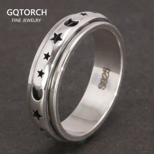 Rings Real 925 Sterling Silver Spinner Band Ring Star Moon Star Celtic Stress Celtic che allevia i regali di ansia per uomini e donne