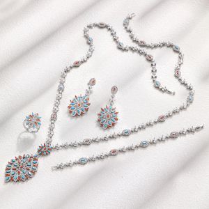 Collane 2023 Catena di maglione per gocce d'acqua più venduta Catena da 4 pari di collana lunga set cristallo zirconia cubica dubai nigeria