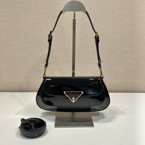 2024 Luxury designer shoulder bag patent leather classic triangle logo designer bag polished cowhide crossbody handbag fashionable Dharma stick underarm bag