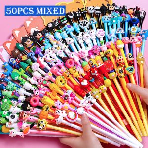 Pennor 50 st/set Cute Cartoon Gel Pen 0,5 mm Black Gel Ink Kawaii Pennor Skrivande Neutral Pen Signature Stationery Office School Supplies