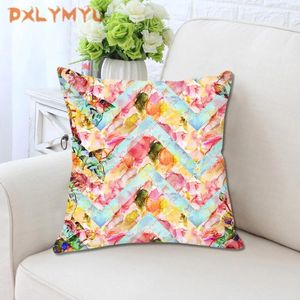 Pillow Soft Velvet Throw Floral Geometric Print Pillowcase Seat Home Decorative Sofa No Filler