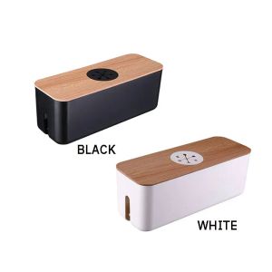 Bins 1PC Cable Storage Box Desktop Charging Cable Data Cable Storage Device Plug Socket Cable Management Device Black White