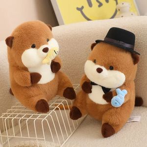 Otter di cartoni animati da 30 cm con pesce cappello Phelsh giocattoli gravi bambole di cuscini di peluche adorabili per il festival di compleanno 240422