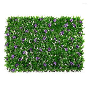 Dekorativa blommor 40 cm utbyggbart staket integritetsskärm för balkong uteplats utomhus faux murgröna fäktning panel trädgård bakgård hem dekorationer