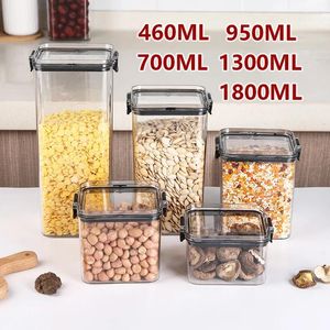 Storage Bottles Transparent Food Sealed Jar Plastic Kitchen Box Nut Coffee Bean With Lid Household Grain