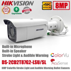 Lens Original Hikvision 4K DS2CD2T87G2LSU/SL 8MP POE Colorvu Acusense Strobe Light Audio Alarm Zwei -Wege -Audio -Bullet -Netzwerkkamera