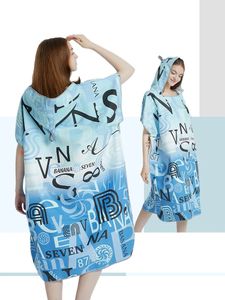 Surf Poncho Towel QuickDry Hoodie Microfiber Beach Robe Changing Swim For Adults A12 240422