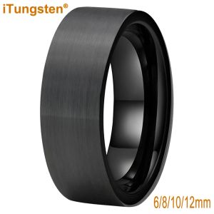 バンドITUNGSTEN 6mm 8mm 10mm 12mm 12mmブラックファッションジュエリー男性向けの女性女性のウェディングバンド