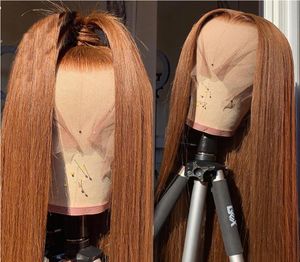 13x4 Ginger Lace Fronteiro peruca indiana renda reta Frontal Human Wigs Acessível 150 Densidade Perucas de renda transparente Blataques kno5062397