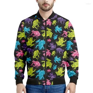 Herrenjacken niedliche Cartoon Frosch Grafik Reißverschluss Männer Kinder 3D Printed Animal Coat Street Freizeit Reißverschluss Jacke Langarm Sweatshirt