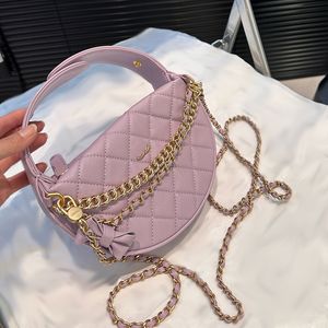 24s okrągłe torba makijażu Designer damska torba na ramię skórzana kontrola diamentu Złote sprzęt metalowy cc klamra luksusowa torebka Odłączona łańcuch crossbody portfel 18cm 18 cm