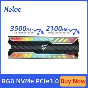 Приводит в движение NetAC SSD RGB 2TB 1TB 500 ГБ M.2 HARD -диск NVME 3500 МБ/с M2 2280 PCIE3.0 Внутренний твердотельный диск с радиатором для настольного компьютера