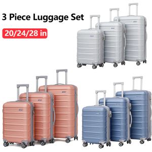 Carry-Ons 3PCS-Gepäckset ABS-Gepäck mit Spinner Rad Family Travel Koffer Set 20/24/28 Zoll Gepäckset