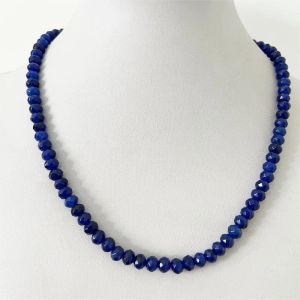 Necklaces 4*6MM Faceted Deep Blue Sapphire Jasper Necklace Natural Stone Jade Chocker Wholesale Beads Mother Daughter 40/45/50/55cm