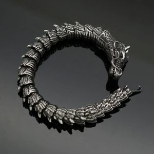 Strands HX Trendy Stainless Steel Dragole Bracelet Man dominador de cobra em forma de dragão jóias retro personalizadas