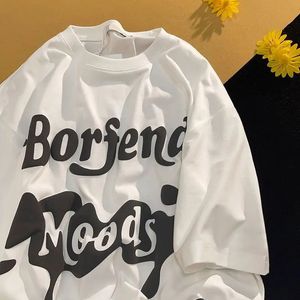 Top for Women Round Neck Kpop Lovers Oversized T-shirt Text Printing Y2k Pure Cotton Streetwear American Style Tops 240421