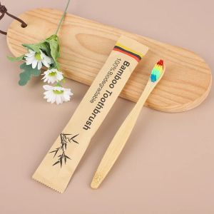 Heads 100Pcs Bamboo Toothbrushes Eco Friendly Resuable Toothbrush Adult Wooden Soft Tooth Brush Customized Laser Engraving Logo