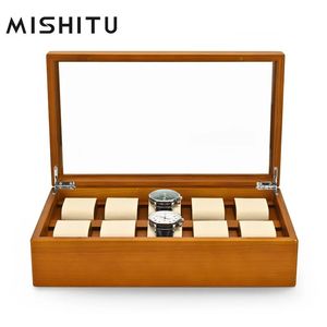 Mishitu Solid Wood Jewelry Box für Uhren Armbänder Premium -Schmuck Lagerorganisator 34*20*9,4 cm anpassbar 240416