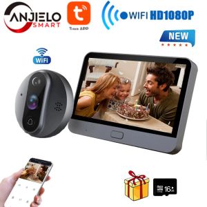 Controle Smart Tuya 1080p Wi -Fi Wireless Video Doorbell Câmera Apartamento Home Wi -Fi Visual Peephole Door Bell Tuya Video Intercom for Home