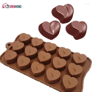 Bakformar shenhong hjärta choklad mögel 3d non-stick silikon kaka mögel konst mousse moule silikonowe bakverk muffin brownie