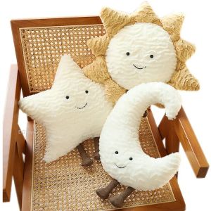 Dolls Hot Smile Moon Star Sun Cloud Plush Pillow Stuffed Soft Cartoon Weather Sofa Decor Toy Cushion for Kids Bedroom Office