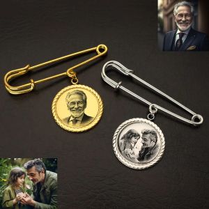 Clipes Charme de foto de noiva personalizada, foto personalizada de foto de broche de photo de teto Bouquet Bouquet Pin Wedding Memorial Presente para noivo