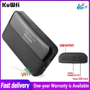 Routers KuWFi Mobile 4G LTE Router 150mbps Mini Wireless Router Portable Outdoor Wifi Hotspot With Sim Card Slot 6000mAh Power Bank