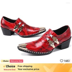 Casual Shoes Luxury Red Genuine Leather For Men With Loafers Male Dress Man Snake Print Formal Black Wedding