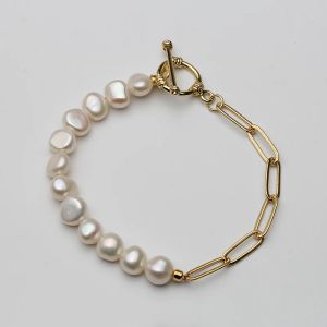 Strands 100% Real Natural Pearl Bracelets for Women, 14k Gold Acqua d'acqua dolce Bracciale di perle Fine Regalo di compleanno