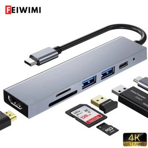 Hubs USB 3.1 Typec Hub to HDMI Multi Splitter Adapter 4K Thunderbolt 3 USB C Hub с TF SD Reader Slot PD для MacBook Pro Air ПК