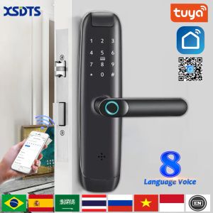 Controllo Tuya WiFi Electronic Smart Door Lock con tasto Biometric Cast Smart Card Password Smart Cash Air Air BNB Door Lock