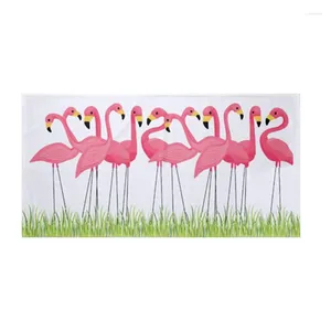 Handtuch süße rosa Flamingos Strand Reise Mikrofaser Stehend Flamingo Flock Bad Face Kitchen Campingzubehör 140x70cm