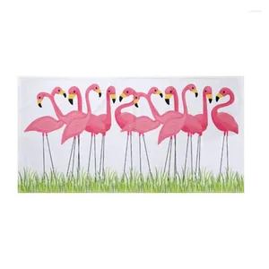 Towel Cute Pink Flamingos Beach Travel Microfibre Standing Flamingo Flock Bath Face Kitchen Camping Accessories 140X70cm