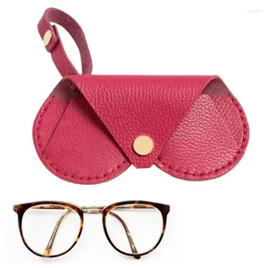 Förvaringspåsar bärbara solglasögon fodral pu läder resor mjuka väska lätta glasögon med snap -knapp för kvinnliga män