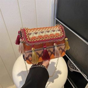 Bolsa de peito feminina Novo estilo étnico Tabelado Tassel Bolsa Bolsa de Bolsa de Bolsa de Bolsa Fi Maquia