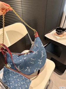 10A بحجم كبير حلقة Hobo Moon Bag Bun Bun Fashion Denim DeniM Underarm حقائب الكتف حقيبة يد فاخرة مصمم حقيبة مصممة محفظة Crossbody Size41x24cm