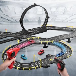 Cars Children Electric Railcar Podwójny pilot Remot Racing Track 1/43 RC Racing Car Model 18.1m Super Long Track Boys Prezent zabawek