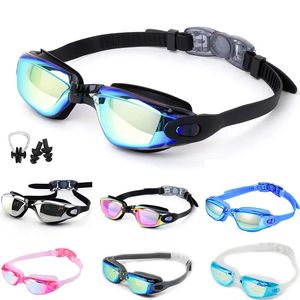 Proteção Anti Fog Proteção UV Lente PC Homens Mulheres Nando de óculos de óculos de natação de silicone à prova d'água