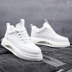 Casual Shoes Men Air Cushion Coushing Sneakers oddychający platforma vulcanize męska moda skórzana koronka na świeżym powietrzu